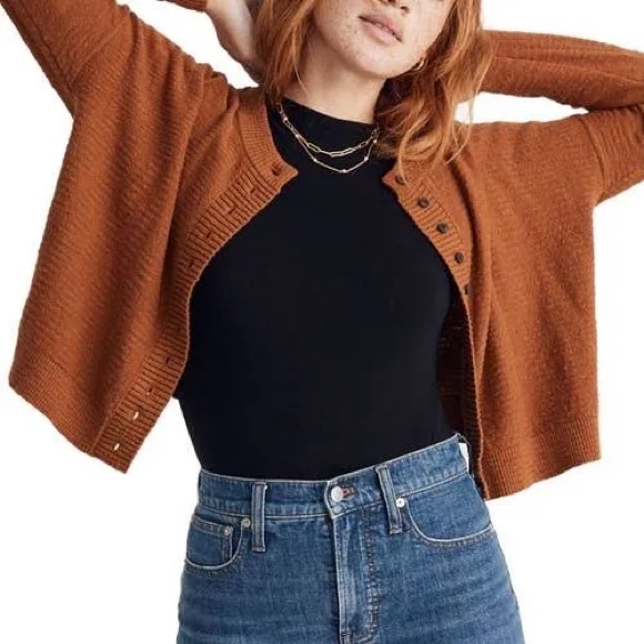 Madewell Sweaters - Madewell Brampton Crop Cardigan in Warm Coffee